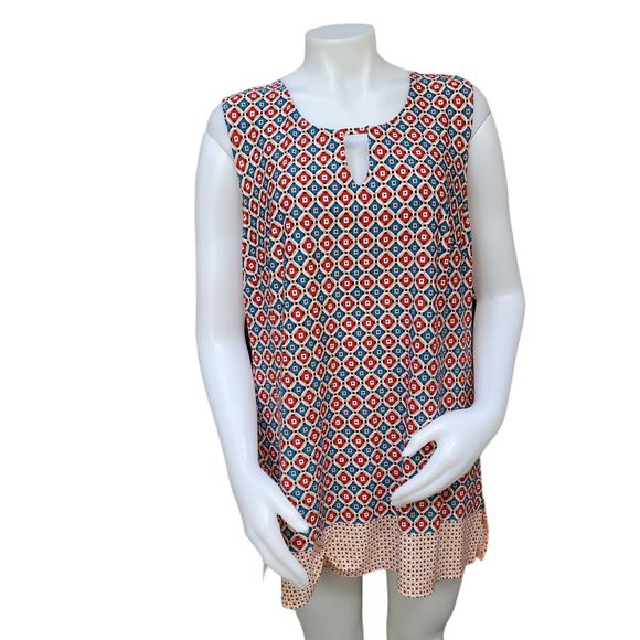 Roz And Ali Womens Sleeveless Blouse Size XL Peekaboo Front Stretch Tunic Length - Picture 10 of 10